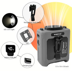 Portable Waist Fan 10000mAh Summer Fan with LED Light and Power Bank Strong Airflow Cooling Fan for Outdoor Working