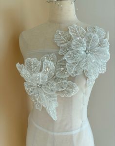 White Heavy Industry Three-Dimensional Flower Ornament Dress Wedding Dress Dancing Dress Accessories Performance Modeling Design Accessories Accessories