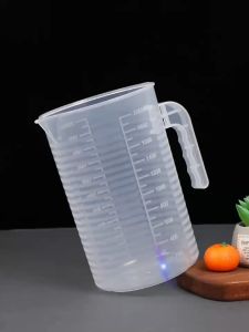 Pitcher With White Lid 5000ml | Frosted Measuring Cup | Large Water Pitcher | Milk Tea Tea & Drink Container | Beverage Mixing Jug