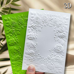 3D embossed folder with dreamy border design of Cuiyi Rose - suitable for scrapbooking card making and paper art - fantasy the