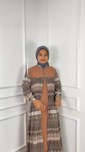Gamis Kondangan Wanita Terbaru 2024 Anisah Bahan Crinkle Airflow Plisket Dress Cantik Kekinian Elegan