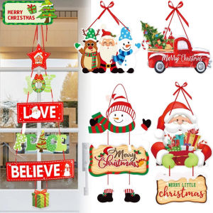 Christmas Door Hanger New Year Party Pendants Santa Claus Snoweman Elk Paper Banner Merry Christmas Decoration for Home