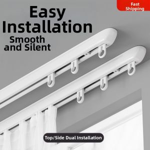 SHELIANKE | Custom Top Mount No-drilling Thickened Aluminum Alloy Curtain Rod Quiet Sliding Track