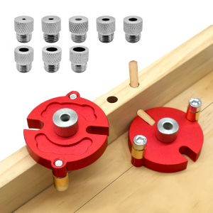 3-10mm Metal Bushing Self-Centering Doweling Jig Kit Aluminum Vertical Hole Drill Guide for Wood Furniture Fast Splicing