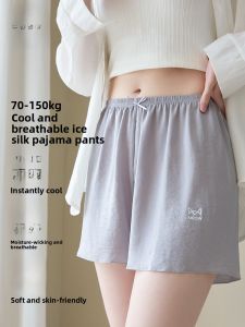 MiiOW | Womens Ice Silk Short Pants Summer Thin Breathable Underwear Soft Skin-friendly Home Clothes Youth Casual Mid Waist Shorts