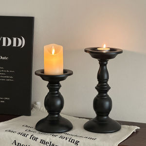 American Style Retro Black Iron Candlestick Dining Table Atmosphere Decoration Ornaments Aromatherapy Candle Stick Roman Column Candlestick
