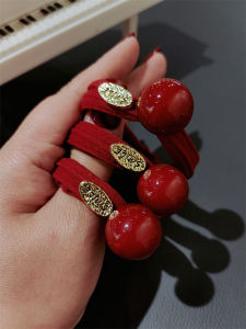 Red Ball Hair Ties Womens New 2024 No-seam High Elasticity Lucky Year Hair Bands Fashionable Korean Style Hair Accessories