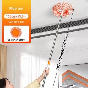 360 °   Bộ Lau Nhà Xoay Đa Năng Cán Thép 1.5/2M Vải Sợi Nhỏ Dùng Cho Tường Sàn Gạch Cửa Sổ Rửa Xe