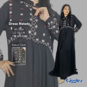 Dress Melody Katun Twill Aplikasi Bordir Busui Friendly