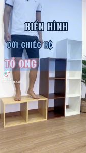 Kệ gỗ tổ ong đa năng dùng làm kệ để đồ phong cách mới hiện đại dễ dàng lắp đặt kích thước đa dạng