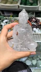 พระแก้วเศียรโล้น หินแก้วขนเหล็ก หน้าตัก 3นิ้ว ความสูง 6นิ้ว รวมฐาน หินดำพม่า