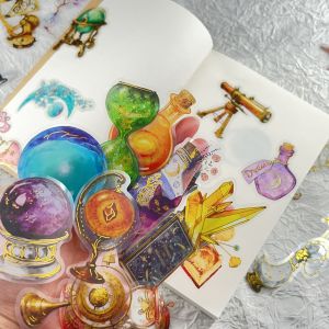 50PCS Creative Stargazing Hot Stamped PET Transparent Material Stickers DIY Decorative Personalized Decorative Stickers