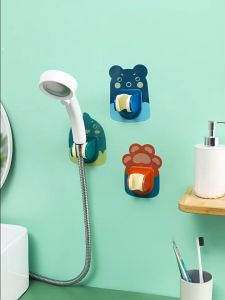 ชุดหัวฝักบัวอาบลวดลายสัตว์การ์ตูน ที่แขวนฝักบัวแบบไม่ต้อง ABS ไม่ต้องเจาะ ยืดหยุ่น