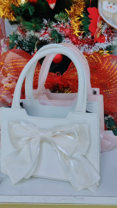 Cute Girly Bow 2Way Shoulder Handbag Chic Trendy Coquette Ribbon Design Crossbody Sling Handbag