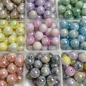 20 ชิ้น 16 มิลลิเมตรอะคริลิค Electroplating UV Gradient Dual สีชุบ Cloud ลูกปัดรายการที่สวยงามตกแต่งสําหรับ DIY Handmade