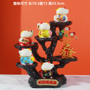 Creative Ceramic Money Tree Cat Figurine POS Decoration Living Room Home Decor Business Opening Wealth Attracting Cat Decoration