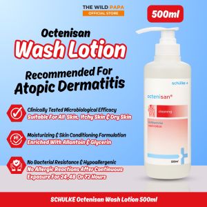 SCHULKE Octenisan Antibacterial Wash Lotion 500ml Recommended For Atopic Dermatitis Enriched With Allantoin & Glycerin