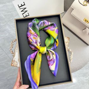 Elegant Silk Scarf for Women 2024 New Necktie Style Shirt Complement Small Square Scarf Floral Pattern Multifunctional Accessory