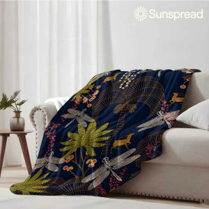 Beast Kingdom | Deer Dragonfly Jungle Art Soft Warm Flannel Blanket Lightweight Cozy Christmas Halloween Home Decor Room