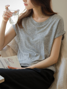 Hong Kong Style Summer Modal Short-Sleeved T-shirt Womens Split Loose Thin Top Korean Style Summer Stylish Half Sleeve