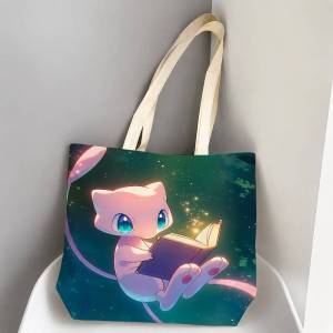 Bandai | Pokemon Eeveelution Collection Storage Bags Tote Bag Travel Summer Beach Shoulder Bag Reusable Grocery Shopping Bag Anime