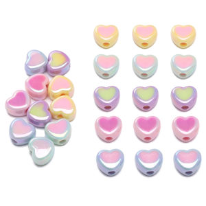 5/10Pcs 15x13mm Acrylic Plated Double Colorful Love Heart Beads Charms for Jewelry Making DIY Bracelet Necklace Earrings Accessories