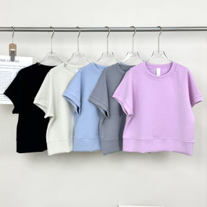 Summer Cloud Feel Loose Fit Shoulder Drop Sleeve Short Sleeve T-Shirt Womens Fitness Yoga Top Breathable Quick Dry Ultra Light