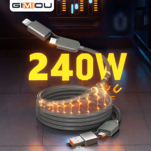 GIMIOU 4 Trong 1 PD 240W Cáp hút nam châm Chống dây cuộn USB C Để Loại C Dây Dữ Liệu Sét 27W Nhanh Chóng sạc điện thoại Iphone Samsung Xiaomi Oppo Máy Tính Bảng Máy Tính Xách Tay