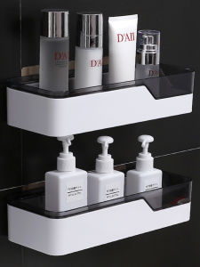 Bathroom Wall-Mounted Storage Rack Toiletries Organizer No-Drilling Plastic Shower Caddy Single Layer Nordic Style Shelf