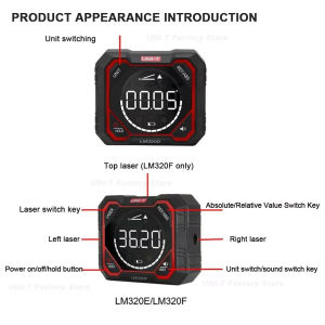 UNI-T LM320 Inclinometer Digital Angel Meter 4*90° with Relative Absolute Angle Measurement % MM/M IN/FT Magnetic Inclinometer