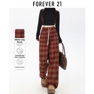 Forever21 | Vintage Loose Plaid High-waist Red Pants