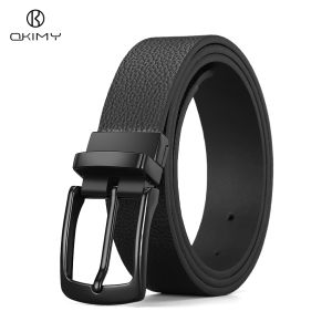 OKIMY Men Belt Outdoor Simple Belt 120CM Pin Buckle Belt Rotating Buckle Second-layer Cowhide Waistband Double-Sided Two-Color Belt Youth Sports Pant Belt Simple Nice Waistband