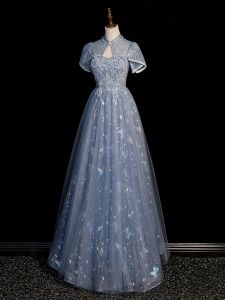 Accessible Luxury High-End Banquet Annual Party Dress Female Elegant Engagement Host Blue Adult Ceremony Student Art Exam Dress