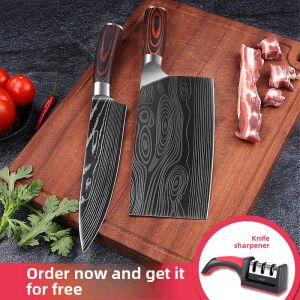 CMGF | Damascus Pattern Sharp Stainless Steel Kitchen Knife Chop Cut Two-purpose