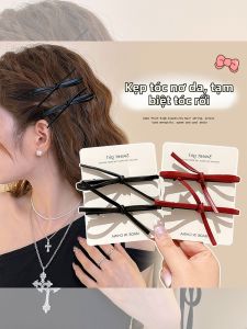 NING ZHOU | Kẹp Tóc Da Đen Elegance Với Nơ Dành Cho Tóc Ngố và Tóc mái Bên
