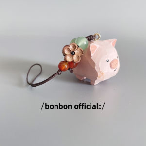Cute Piglet Handmade Wood Carving Mobile Phone Chain Bag Pendant Birthday Gift Creative Festive Supplies Other Brand