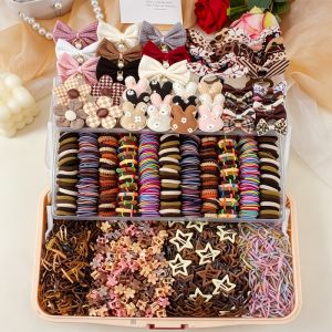 126 Pieces of Random Colors: Leopard-Print Caramel-Colored Hair Accessories Suitable for Everyday Cute Girl Hairstyles.