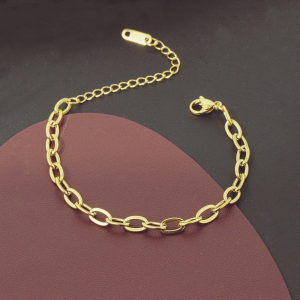 Lắc tay titan nữ kiểu chuỗi mắt xích rộng 5 mm sáng màu không đen gỉ