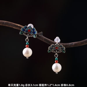 925 Silver Natural water Pearl Flower Earrings New Chinese Style Peony Flower Ethnicity Fashion Jewelry Womens Earrings