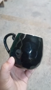 แก้วกาแฟ มีหูจับ แก้วสีดำ แก้วน่ารักๆ ทำจากเซรามิกเนื้อดี เข้าไมโครเวฟได้