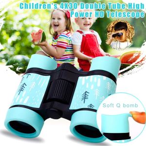 Kids Binoculars 4X30mm Double Tube High Definition Telescope Toys Educational Cartoon Outdoor Optical Glasses Gift For Kid