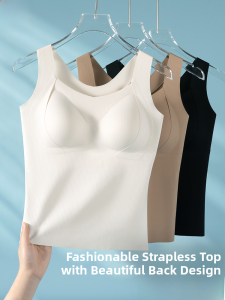 MiiOW | Ice Silk Thin Tank Top Womens Summer Tight Fit Seamless Underwear Small Strap Vest Cover Side Breast Base Shirt Sweet Style