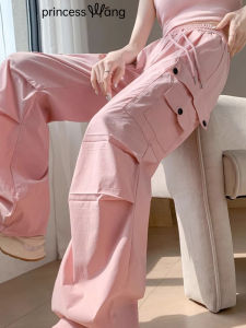 WANGGONGZHU | High Waist Quick Dry Work Pants Women Summer Thin Straight Loose Cuffed Wide Leg Sports Pants Commute Style Korean Version