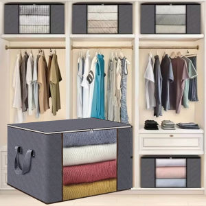 1/3pcs Large Capacity Clothes Storage Bag Organizer With Reinforced Handle For Blanket Comforters Bed Sheets Pillows Toy