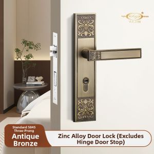 Song Style Aesthetic Zinc Alloy Antique Silence Door Lock and Handle