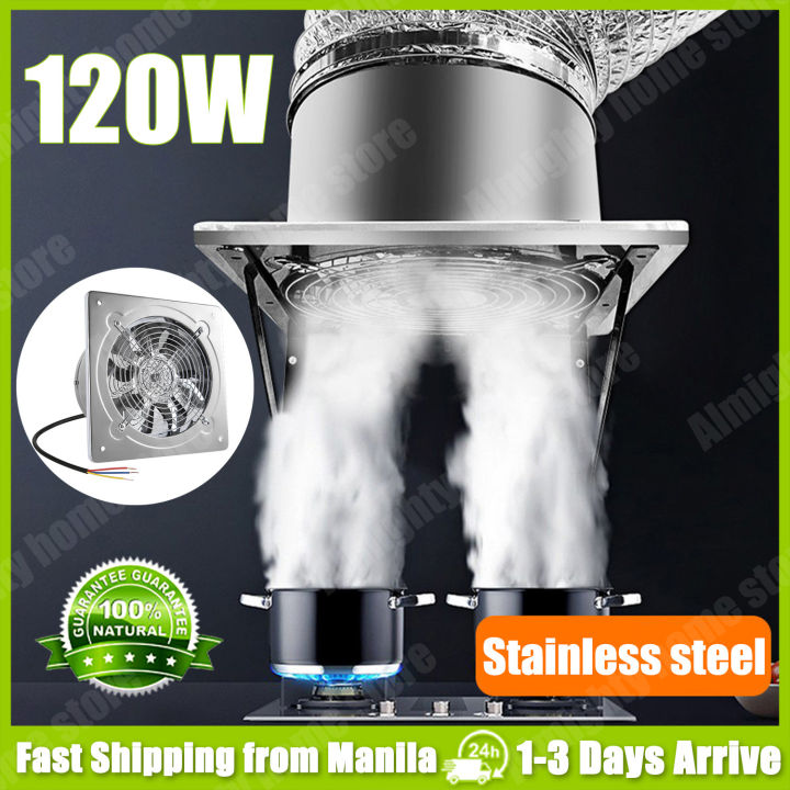 Stainless Steel Exhaust Fan Ventilation Range Hood For Kitchen Sale 6/12inch Exhaust Fan For Room Bathroom Kitchen Industrial Exhaust Fan Heavy Duty Wall mounted Ceiling mounted Aluminum foil telescopic pipe