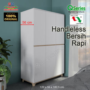 Distrindo - Lemari Pakaian 3 Pintu TEBAL 15mm SUPER Minimalis RAPI TANPA HANDLE Kualitas Export