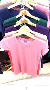 ยืด ผู้หญิง ผ้าเรยอน คอกลม แขนสั้น ราคาที่สุด สีพื้น นิ่ม ใส่สบาย อก32"-36" จาก SunnyBoutique