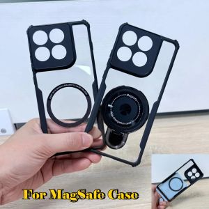 For MagSafe Magnetic Back Case for Motorola MOTO Signature Edge 70 60 50 40 30 Fusion Ultra X70Air Pro G85 Clear Car Stand Cover