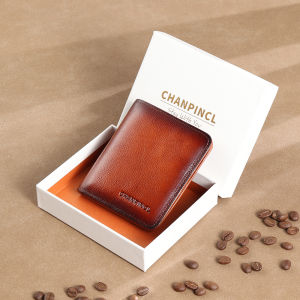 【Genuine Cowhide Leather】CHANPINCL Brand Mens Wallet Luxury Original First Layer Cowhide Vintage Style Zipper Purse Business